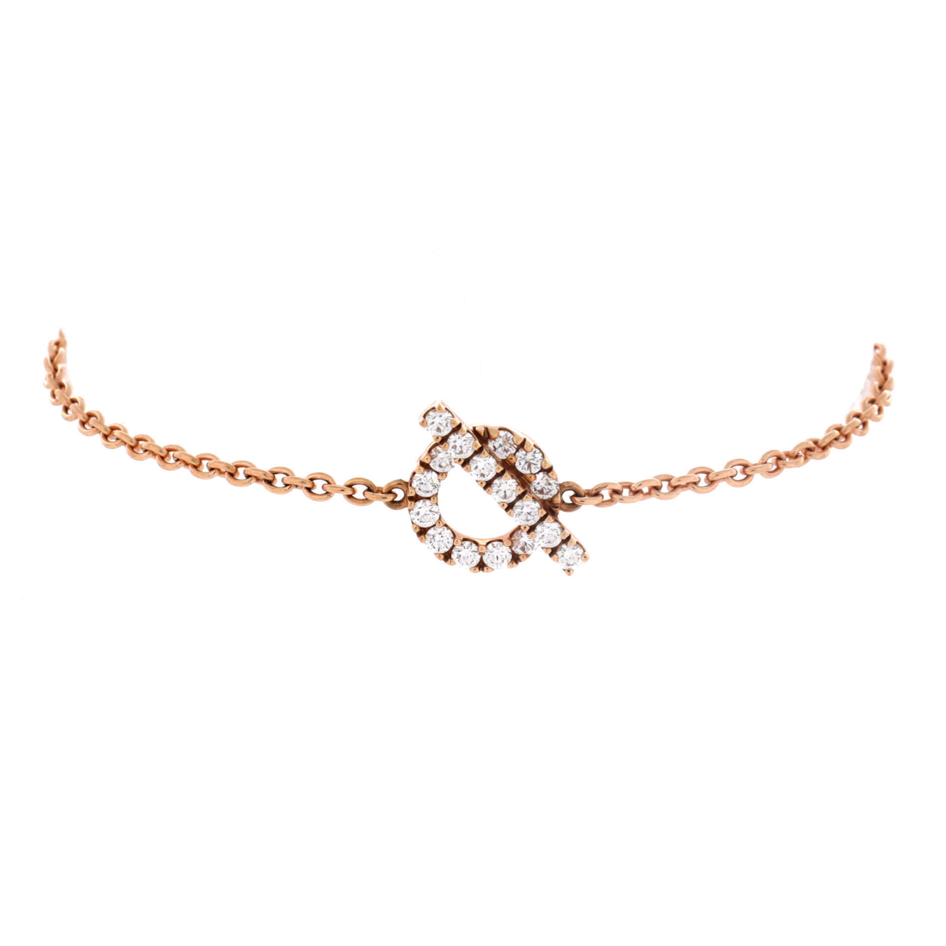Hermes Finesse Bracelet 18k Rose Gold And Diamonds 4445$